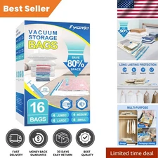 Waterproof 16 Pack Vacuum Bags - Jumbo to Small for Organized Travel & Storage