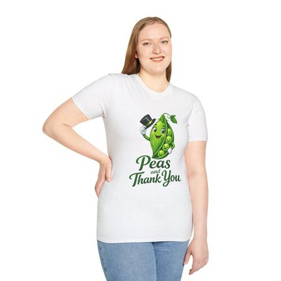 Unisex Softstyle T-Shirt Pea Pod Hat Tip Polite Food Vegetable Manners Funny