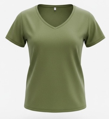 NWT DeFacto Women s Classic Green V Neck Short Sleeve Tee Shirt Top - Size Med