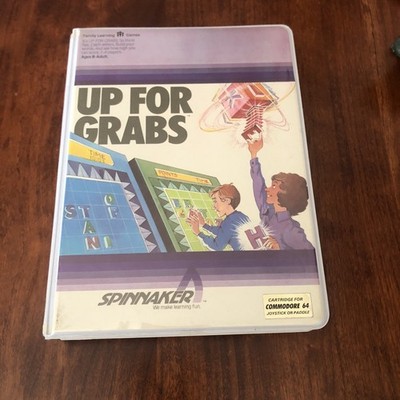 NEW Up for Grabs Commodore 64 Spinnaker Computer Video Game Cartridge w poster