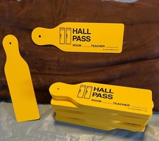 Hall Pass Black Yellow; PolyStyrene Plastic 9" x 2 1/2" x 1/16" 6 Dozen qty 72 