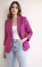 J.Crew Rhodes Crest Button 100 Wool Blazer Preppy Chic Academia Womens 0 Pink