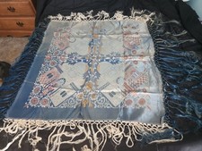 Vintage WWII Taj Mahal Blue Silk Piano Scarf