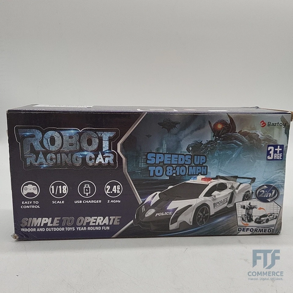 RC Polizeiauto Transformer, 2-in-1 Roboter, 360° Drehung, 2,4GHz, Kinder 3-12 Ja
