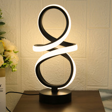 LED Spiral Table Lamp 3 Color Dimmable USB Desk Light Bedroom Night Lamp 11.5"
