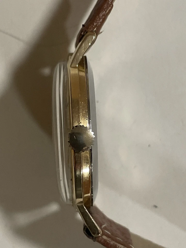 Reloj Hombre Vintage Glashütte GUB 17 Rubíes Chapado en Oro Cuerda Manual Fecha Foto 3 de 4