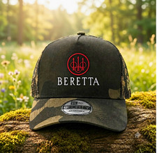 Beretta Logo Embroidered Camo Trucker Hat Adjustable Cap