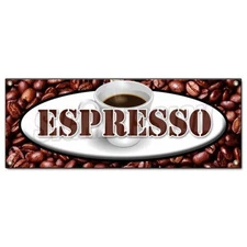 SignMission B-Espresso Espresso Banner Sign - Coffee Shop Cafe Beans