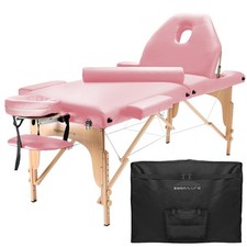 OPEN BOX - Portable Pink Massage Table with Bolster and Tilting Backrest