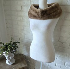 Vtg 50s 60s Mink Fur Detachable Collar, Silk Lining, Pastel Brown