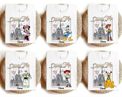 T-Shirt Disney alle Figuren personalisieren, Disneyland Familie passendes Shirt