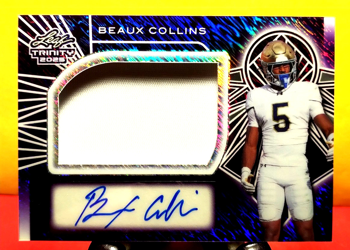 BEAUX COLLINS 2025 LEAF TRINITY PURPLE SHIMMER RC MATERIAL AUTO 7/7 ATL FALCONS