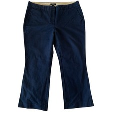 Lands' End Womens Sz 14P Petites Pants Dark Blue Front Flat Front Chino Khaki