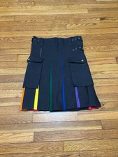 Deluxe Hybrid Black/Rainbow Utility Cargo Kilt With Two Cargo Pockets Size 32