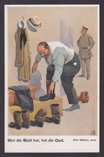 Postcard GERMANY Felix Schulze,  Wer die Wahl hat, hat die Qual  Patriotic WWI