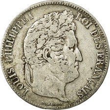 [#26121] Coin, France, Louis-Philippe, 5 Francs, 1839, Bordeaux, VF, Sil, ver