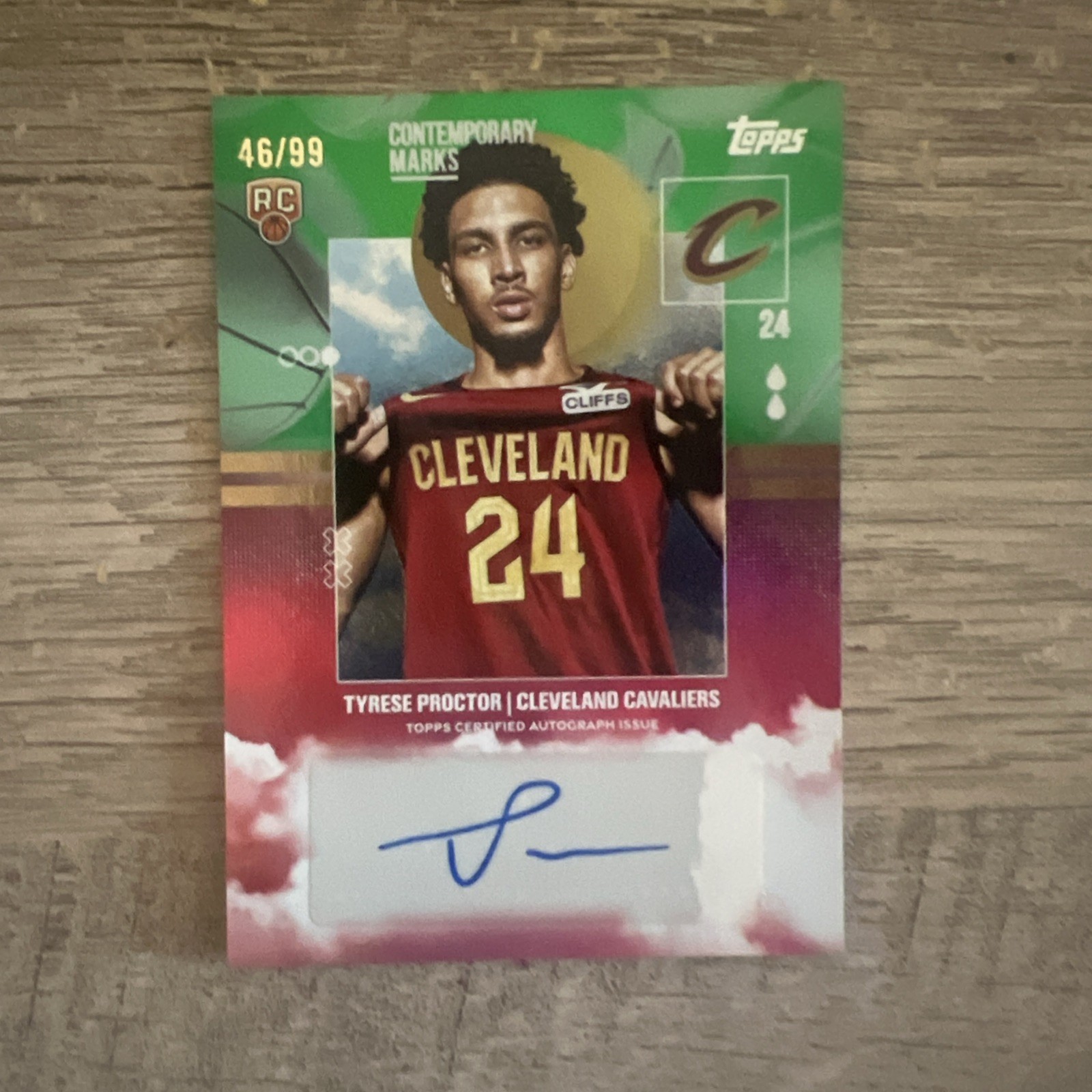 TYRESE PROCTOR 2025-26 TOPPS CONTEMPORARY MARKS ROOKIE RC AUTO CAVS /99 Green
