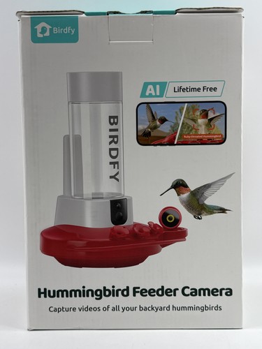Birdfy Hummingbird 10×7×4 in Feeder Camera Wildlife AI technology Red Smart Auto