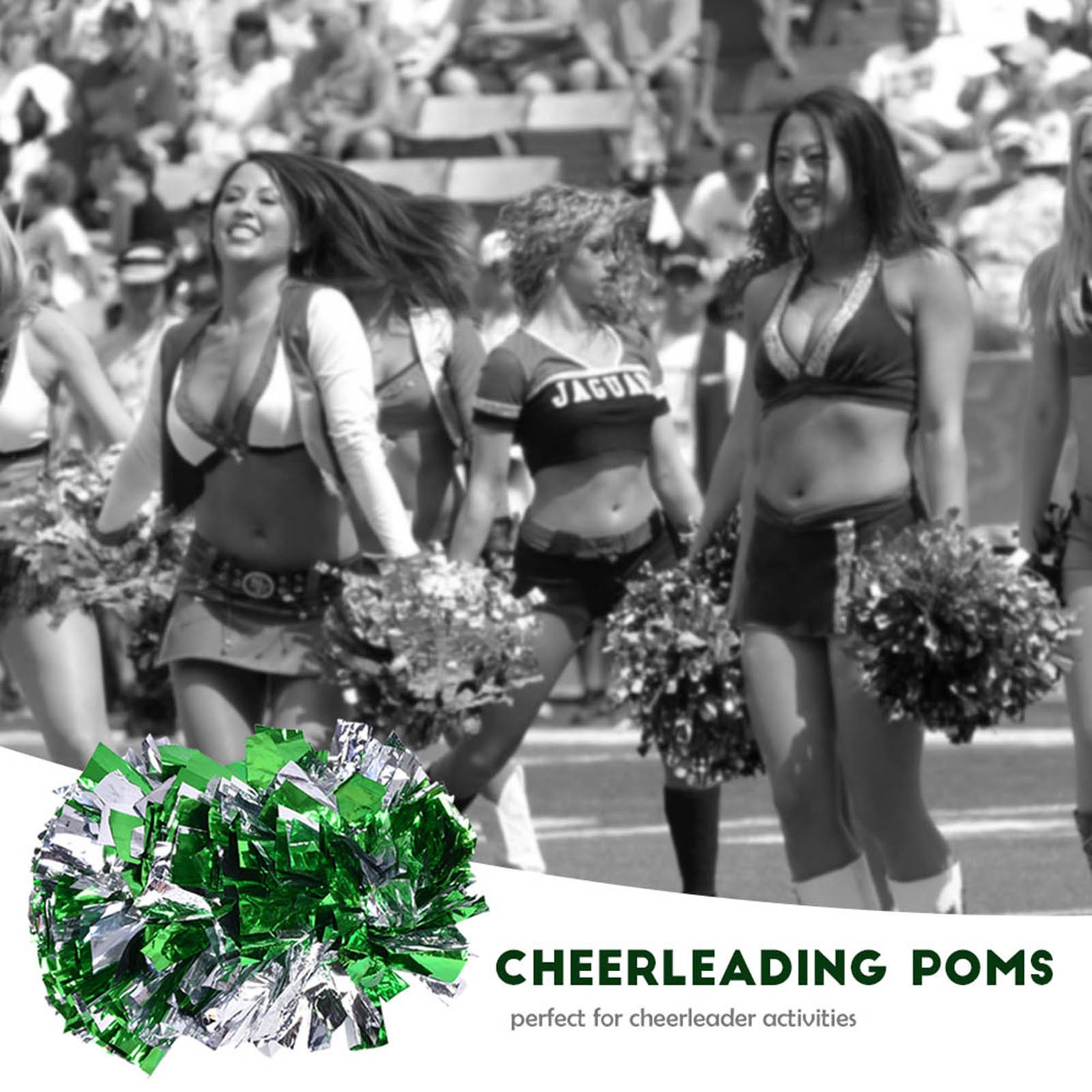 HOT (Green Silver)Cheerleader Aerobics Pom Poms Pompoms For Dance Party School