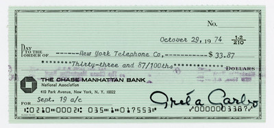 Greta Garbo ~ Signed Autographed Authentic Personal Check (1974) ~ JSA LOA