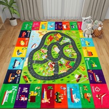 ABC Transportation Kids Rugs 78.7" 59" for Playroom Educational Alphabet Ma