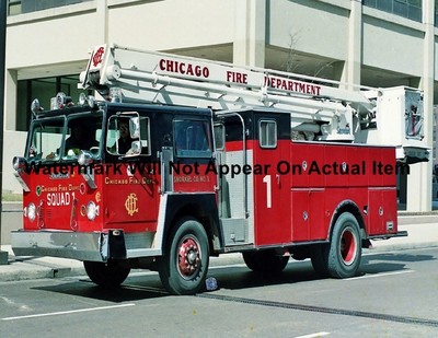Chicago Fire Dept Snorkel Squad 1 Fire Truck Photograph Print 8.5x11''