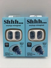 Shhh…2 Pairs Of Reusable Ear Plugs With Case Lot Of 2