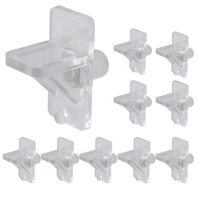 10 Pcs Clear Plastic Cabinet Shelf Clips - 1/4 Inch Diameter Shelf Support Pe...