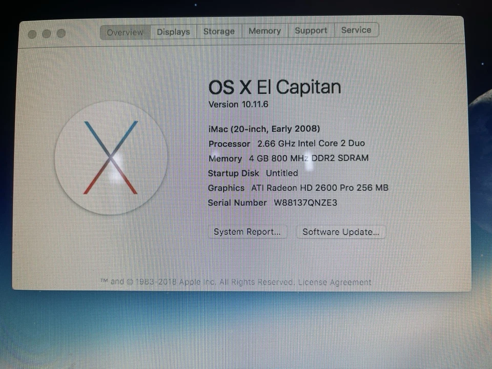 2008 Apple iMac A1224 20" Core 2 Duo 2.66GHz 4GB RAM - Image 3 of 3