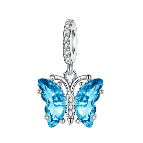 Blauer Schmetterling Charm 925 Sterling Silber Charm passend für Damen Bettelarmband & Nec - Bild 1 von 7