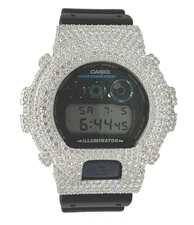 Moissanite Flaw-Less  D Color  G-Shock DW-6900 Iced Out Bezel Digital Watch