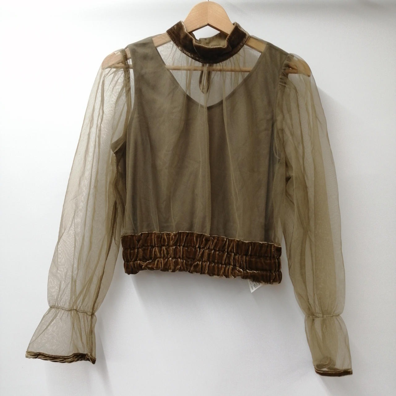 AMERI Sheer Blouse Size F Brown Used - image 1