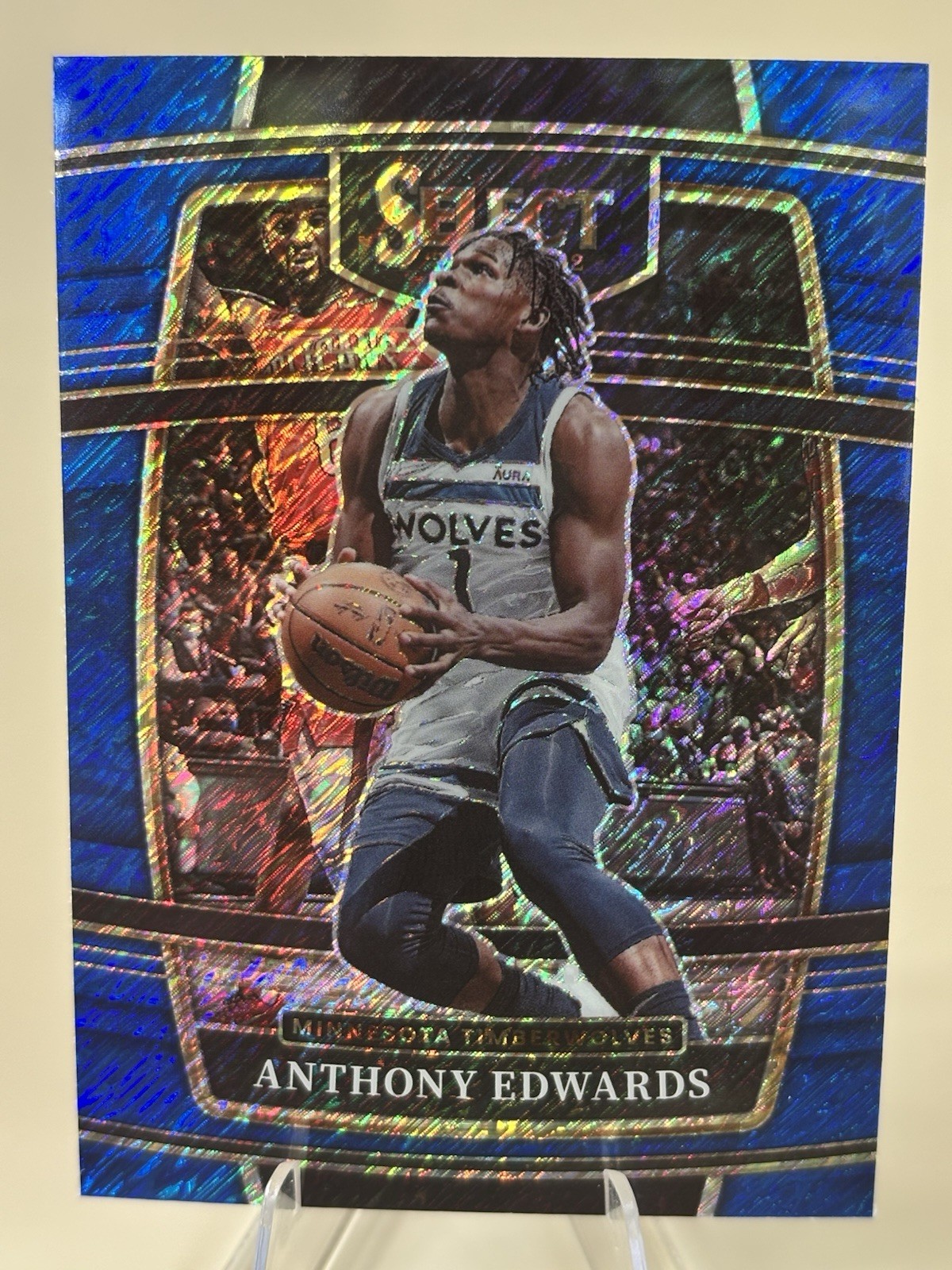 2021-22 Panini Select - Concourse Anthony Edwards #49 Blue Shimmer Prizm