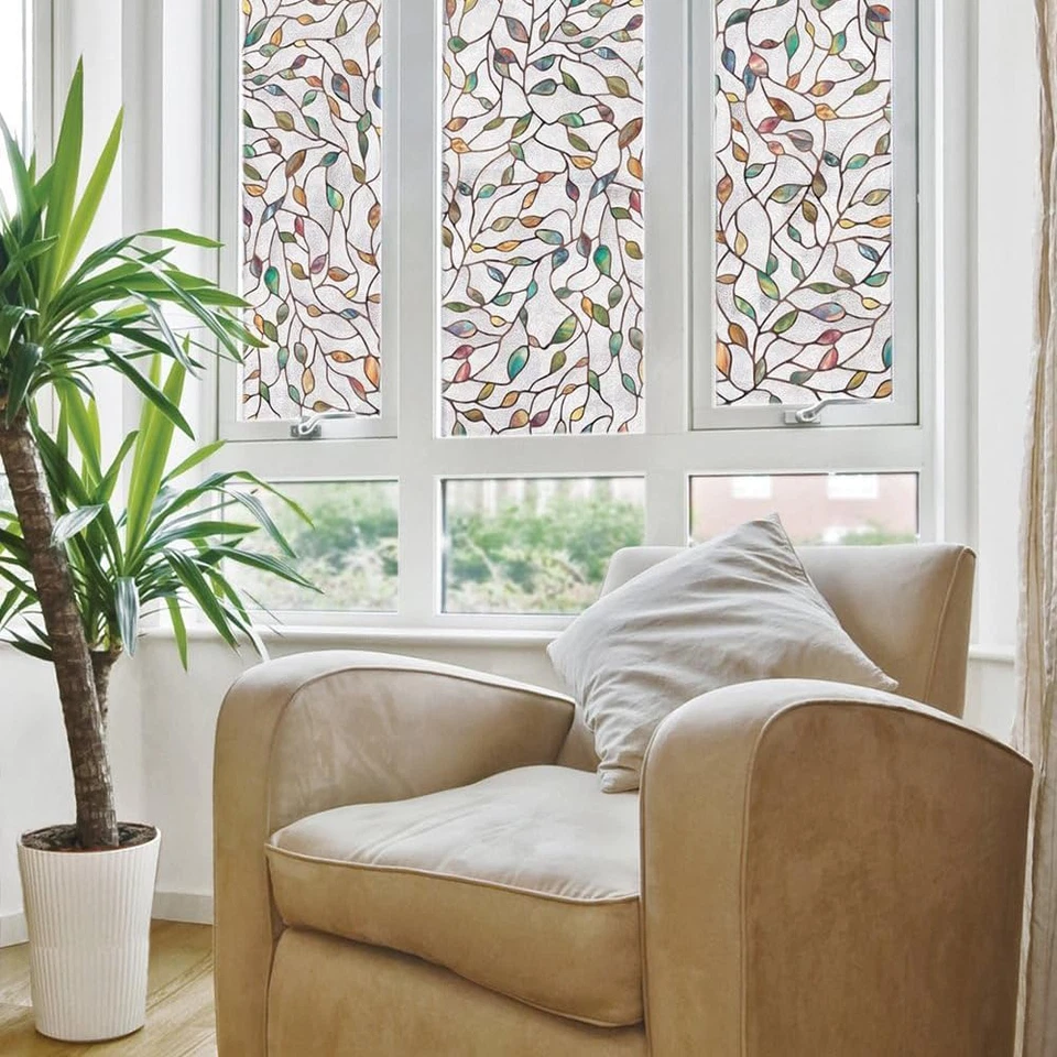 Artscape New Leaf | Película de privacidad para ventana con patrón de colores vibrantes | No adhesivos Foto 3 de 4
