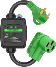 Surge Protector 30 Amp to 50 Amp RV Adapter Cord with Overload Protection, NEMA