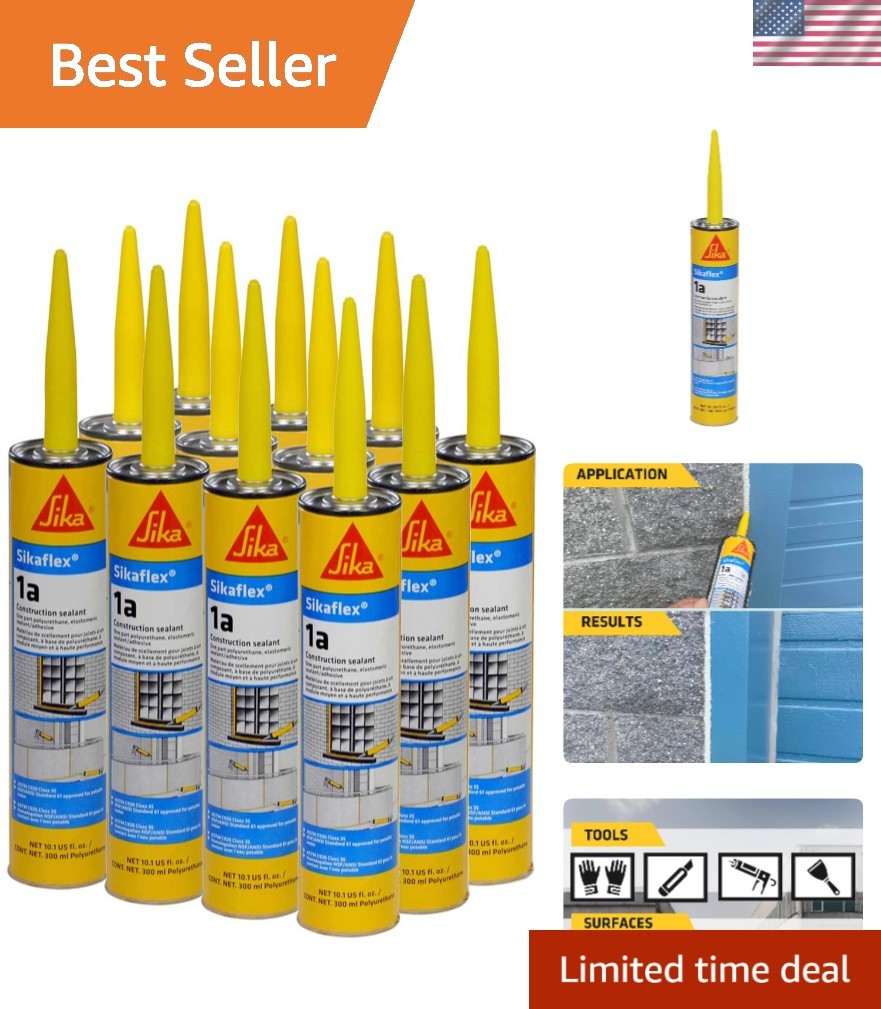 Elastic Polyurethane Sealant - Durable 10oz Tubes for Concrete/Masonry, 12 Pack