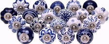 Flower Dotted hand Painted Ceramic Knobs Cabinet Drawer handle Waedrobe Pulls