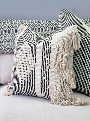 2er Set Bohemian Baumwolle Gewebt 16x16 Zoll Boho Deko Überwurf Kissenbezüge