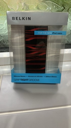 Ipod Nano Silicone Sleeve Belkin Grip Tight Groove Black/Red New & Boxed - Picture 2 of 4