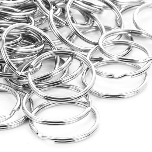 METAL KEY RINGS 25x Split Ring Nickel Plated Large Clasp Jump 38mm Holder Set UK - Picture 2 of 2