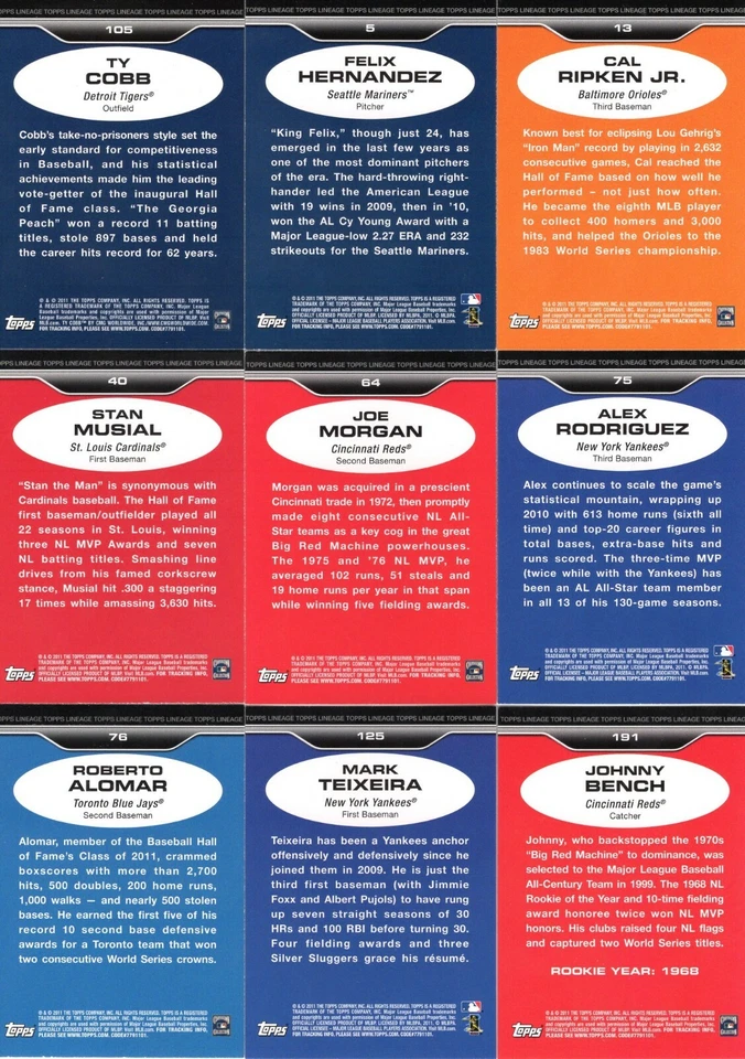 2011 Topps Lineage Platinum Diamond Anniversary  **YOU PICK** - Image 2 of 2