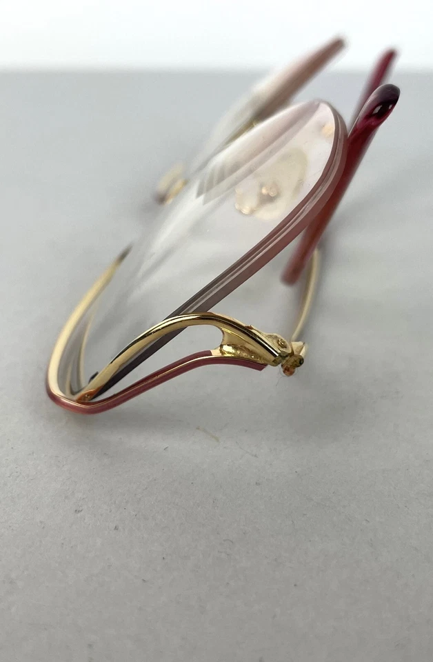 Gafas De Colección Años 70 80 Tono Dorado Polvoriento Rosa Acento Ovaladas Marco Grande JAPÓN Foto 4 de 4