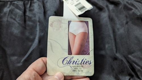 NWT Vintage Nylon Panties By Christie's BLACK Sz 13/6X Kmart 80s Hips 52-54 NOS - Picture 4 of 11