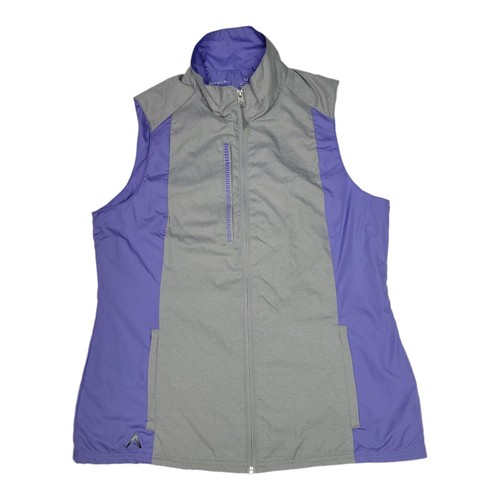 Antigua Golf Vest Jacket Womens M Medium Purple Gray Full Zip Sleeveless eBay