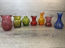 Vintage Pilgrim Hand Blown Glass Small Mini Pitchers Vases up to 5H ~Lot Of 7