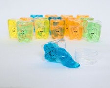 5 Slime containers tooth shaped Blue, Yellow, green, orange kids toy gift party