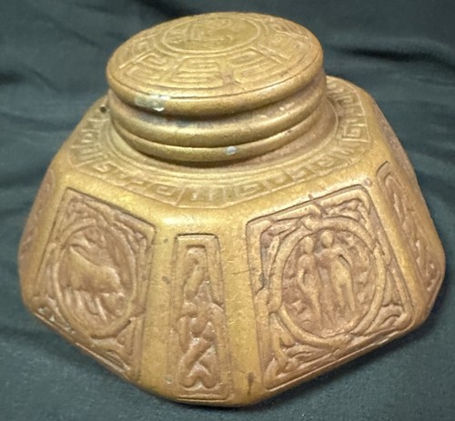 Tiffany Studios Bronze Inkwell Large Version Zodiac Pattern # 1072 - Picture 2 of 7