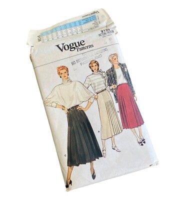 Vintage Vogue 9139 Sewing Pattern Skirt 80s Size 8 Pleated 1980s UNCUT