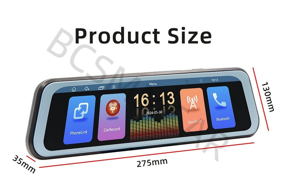 Pantalla táctil grabadora de conducción de automóvil espejo retrovisor reproductor de video para Apple Carplay Foto 2 de 4