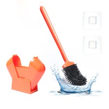 Silicone Brush Head Bathroom Toilet Brush and Holder Set for Cleaning